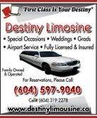 Destiny Limousine Ltd Surrey (604)597-9040
